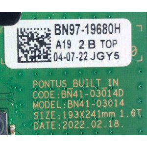 MAIN PARA SMART TV SAMSUNG / NUMERO DE PARTE BN94-17616V / BN41-03014D / BN97-19680H / BN9417616V / PANEL CY-TB055FMEV1H / DISPLAY HV550QUB-S5B / MODELO QN55Q80BAFXZA BA01	